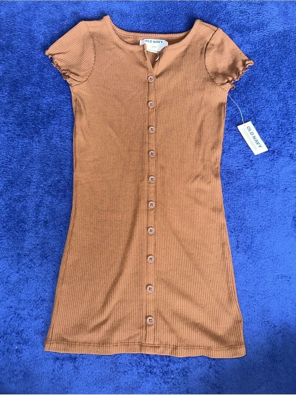 Old Navy Lot of 2 Girls Dress Blue Gingham Picnic Brown Ruffle XS Cotton NWT